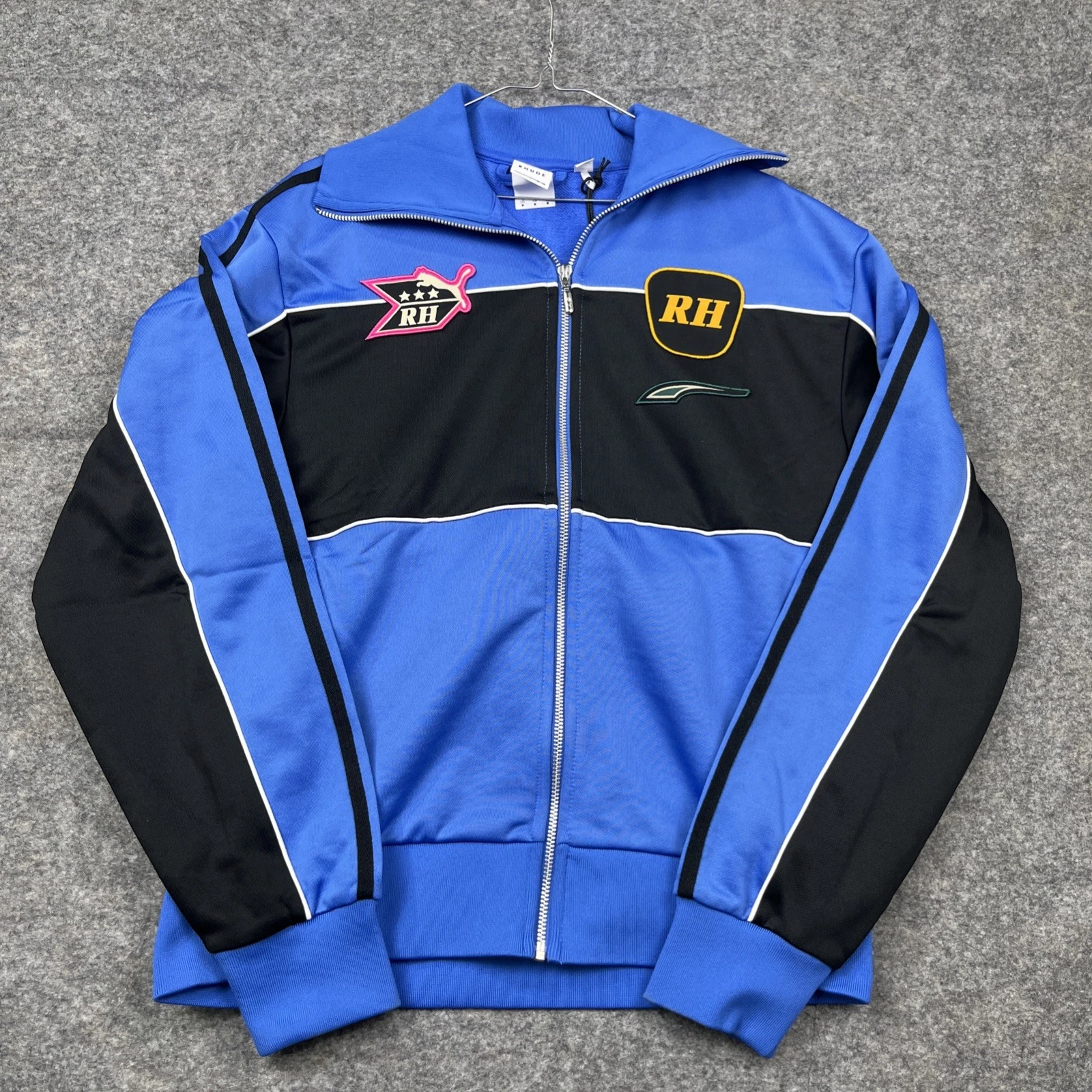 Giacca Puma Rhude Racing Logo Blu Zip Taglia Media Nuova Con Etichette