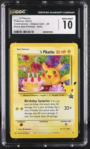 CGC 10 GEM MINT ____'s Pikachu Celebrations Classic Collection Black Star Promo