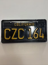 1963 California Black/Yellow License Plate - CZC-164  No Tags