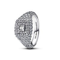 Pandora Cocktailring Damen Pavé-Quadrat Zirkonia Silber 193556C01