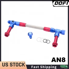 AN8 Braided Dual Feed Carb Fuel Line Double Pump Fit For 4150 Holley Carburetor