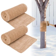 2 Rolls Burlap Tree Protector Wraps 7.8" X 118" Winter Tree Trunk Guards