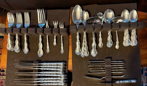 Beautiful Sterling Silver Gorham Strasbourg 69 piece flatware set