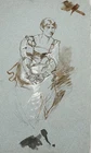Hermann Schneider - Sitting Woman In Dress Drawing 1880