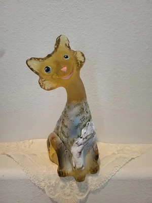 Fenton Glass Amber Polar Bear & Cub Alley Cat Figurine Ltd Ed #3/32 JK Spindler - Image 1 of 4