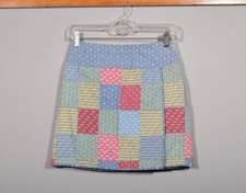 Vineyard Vines Blue Patchwork Nautical Fish Cotton Faux Wrap A Line Skirt Sz 2