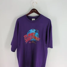Vintage Walt Disney World Planet Hollywood Graphic Pullover T-Shirt Purple Sz XL
