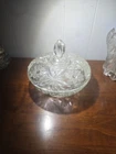 Vintage Star of David Crystal Glass Anchor Hocking Covered Candy Dish Bowl Lid