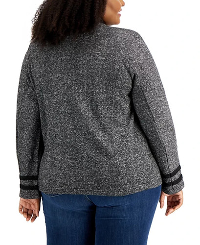 Tommy Hilfiger Womens Jacket Plus Size Military Band Black Multi Size 3X - Picture 2 of 6
