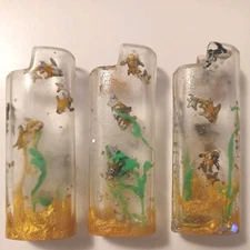 Aquarium Theme Lighter Case Cover Holder Handpainted Coy Fish Fits Bic Lighters