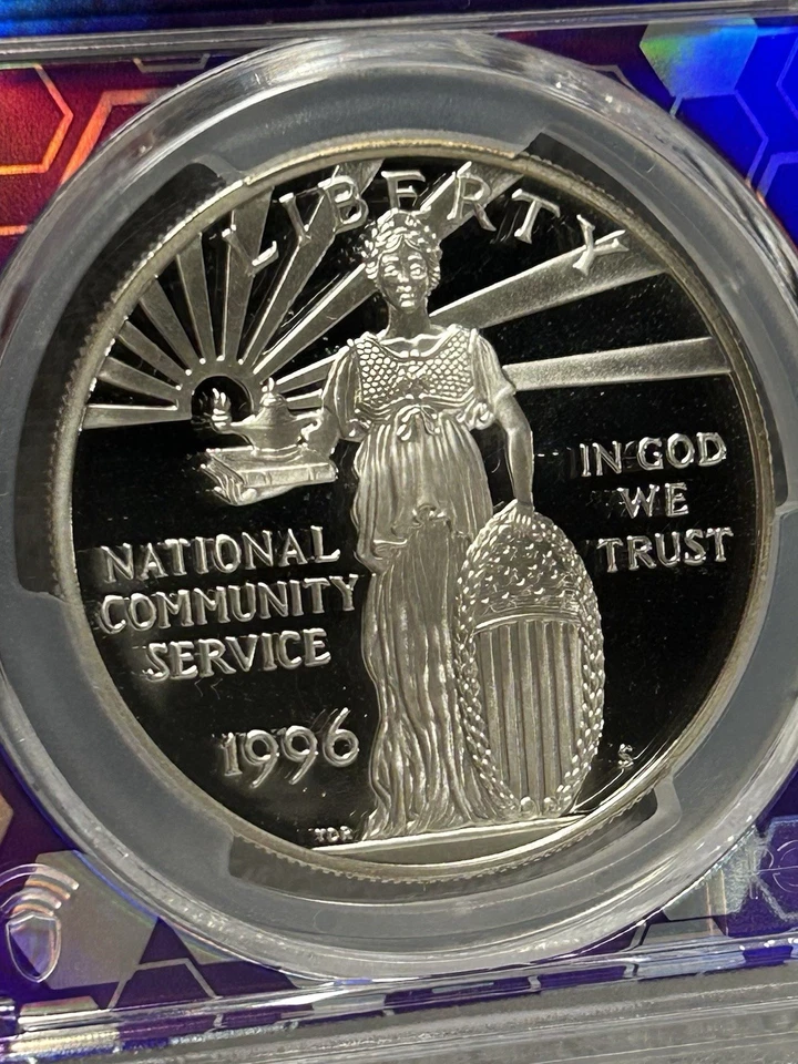 1996-S Nat. Comm Service Silver Dollar PCGS PR70 DCam SNAZZY COIN! BX13-7 - Image 3 of 4