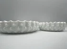 VTG Lot Of 2 FENTON WHITE MILK GLASS HOBNAIL ASHTRAY CANDY DISH 6 1/2" 5” AB