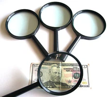 4 JUMBO MAGNIFYING GLASSES 4" GLASS LENSE 3X POWER 