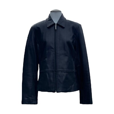 Vintage 90s Y2K NINE WEST Womens M Leather Jacket Full Zip