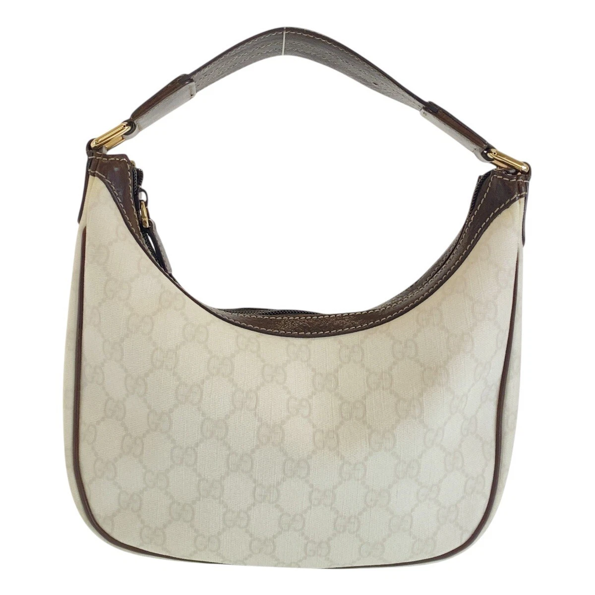 Sac à main bandoulière GUCCI 263257 blanc marron or quincaillerie GG Supreme Canvas GG