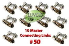 (10) MASTER CONNECTING LINKS #50 FOR ROLLER CHAIN #50, 5/8" PITCH