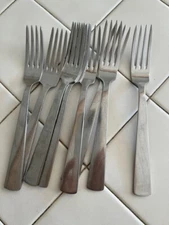 8 Art Krupp Stainless "Milano" 7.5" Dinner Forks,  Gio Ponti Design.