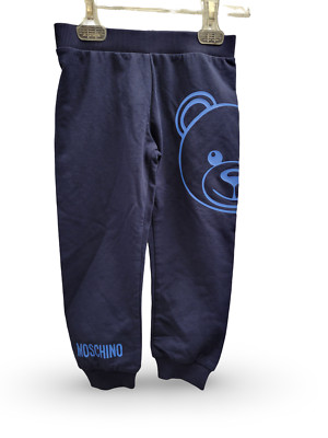 NWOT NEW Moschino Toddler Navy Blue Pants with Teddy & Logo 2y