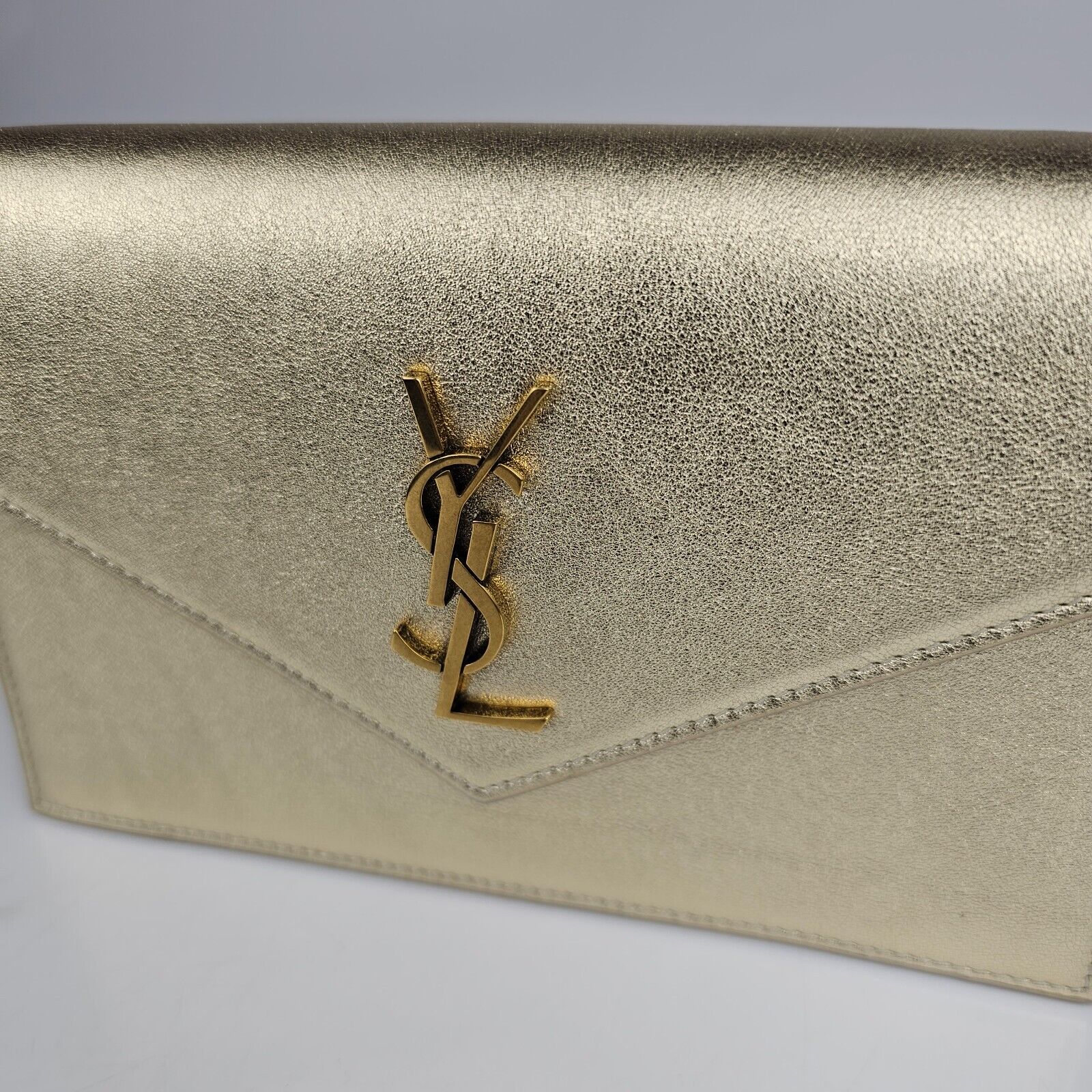 YVES SAINT LAURENT Envelope Monogram Leather Crossbody Chain Wallet Bl