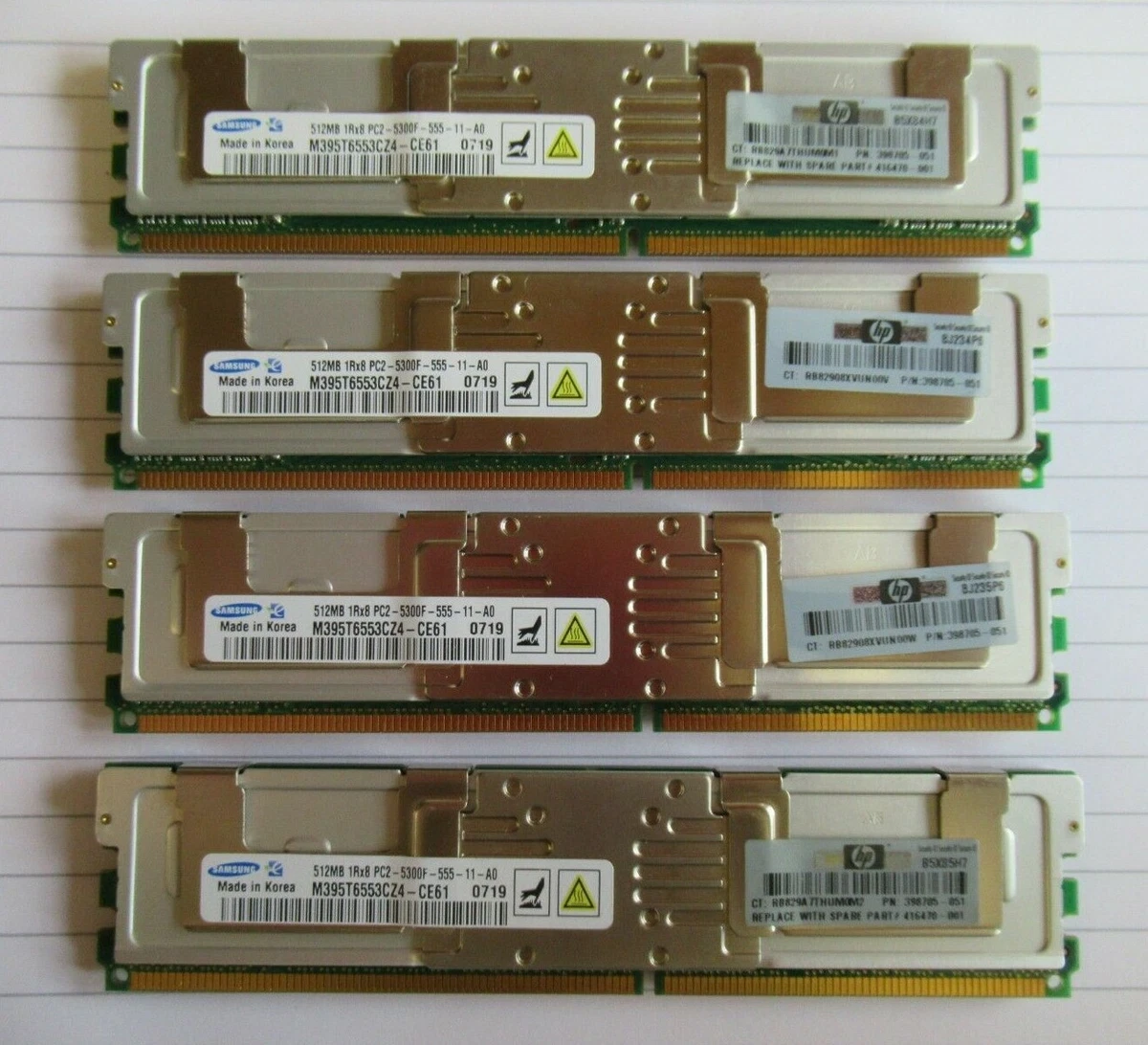 Samsung M395T6553CZ4-CE61 398705-051 2GB 4x512MB PC2-5300 DDR2 ECC 