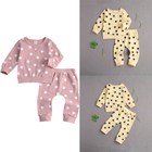 Toddler Baby Girls Clothes Set Solid Long Sleeve Pullover Tops Pants 2Pcs Outfit