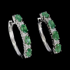 Orecchini In Argento Sterling 925 Ovali Con Smeraldo Naturale 5x3mm