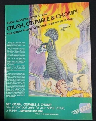 PRINT AD 1983 CRUSH, CRUMBLE and CHOMP VIDEO GAME Computer Software EPYX Rare