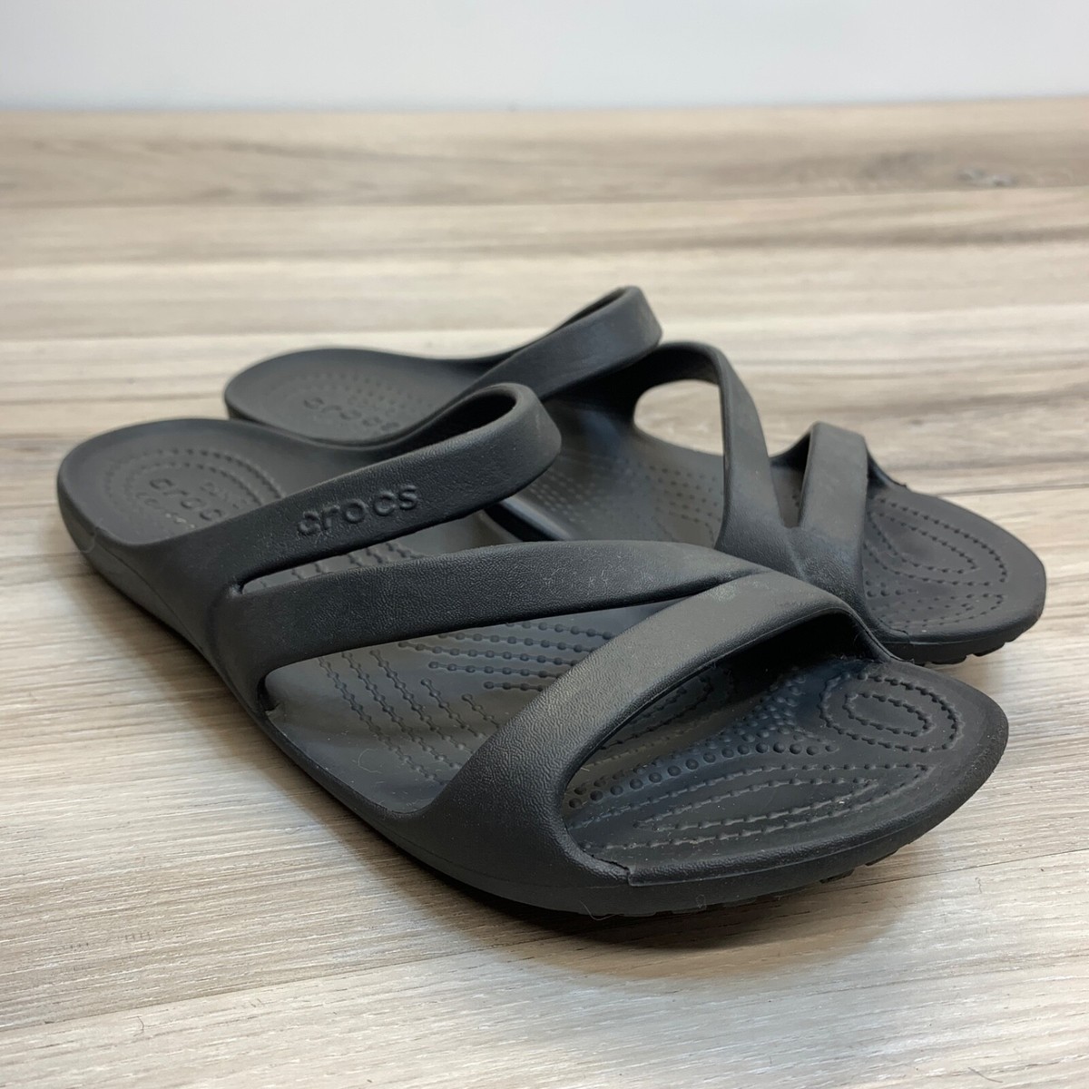 Crocs Swiftwater Sandals Womens Black Strappy Slip On Slides
