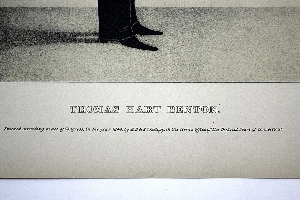 Impresión litografiada grande de 1844 'De la vida' por Wm H. Brown "THOMAS HART BENTON" Foto 4 de 4