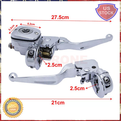Fit Harley Softail Deluxe Fat Boy Chrome Brake Clutch Lever Pump Master Cylinder
