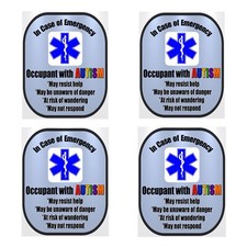 4 Pack Autism Medical Alert Safety Window Decals