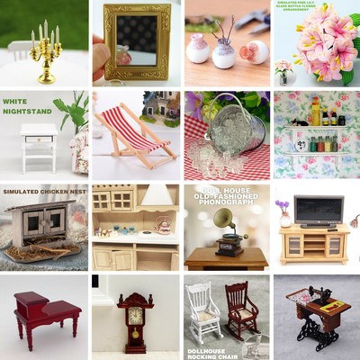 4 Stucke Miniatur Puppenhaus Wanduhr 1 12 Skala Wohnzimmer Dekoration Blau