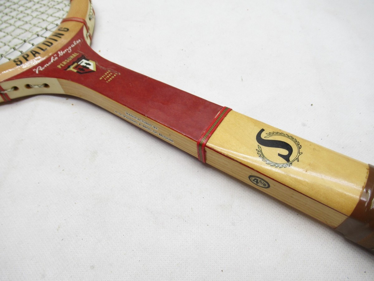 Raquette de tennis Spalding Pancho Gonzales Autograph, revêtement en cuir, grip en bois - France