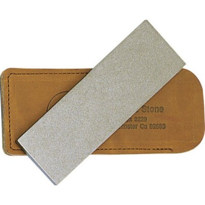 Eze-Lap 2'' x 6'' Fine Grit Diamond Sharpening Stone w/ Leather Storage Pouch 66F