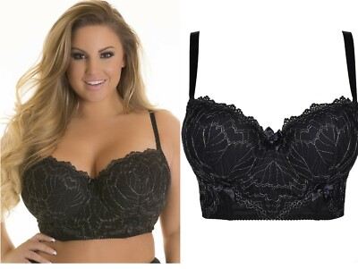 AXAMI PLUS SIZE BÜGEL BH SCHWARZ gepolstert spitze clubwear  V-8651PS  