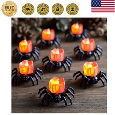 12 Pack Halloween Spider Tea Lights Candles, Battery Operated LED Flameless S...