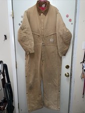 Vintage Carhartt Coveralls Size 50S Red Lined Union Made USA Work Wear