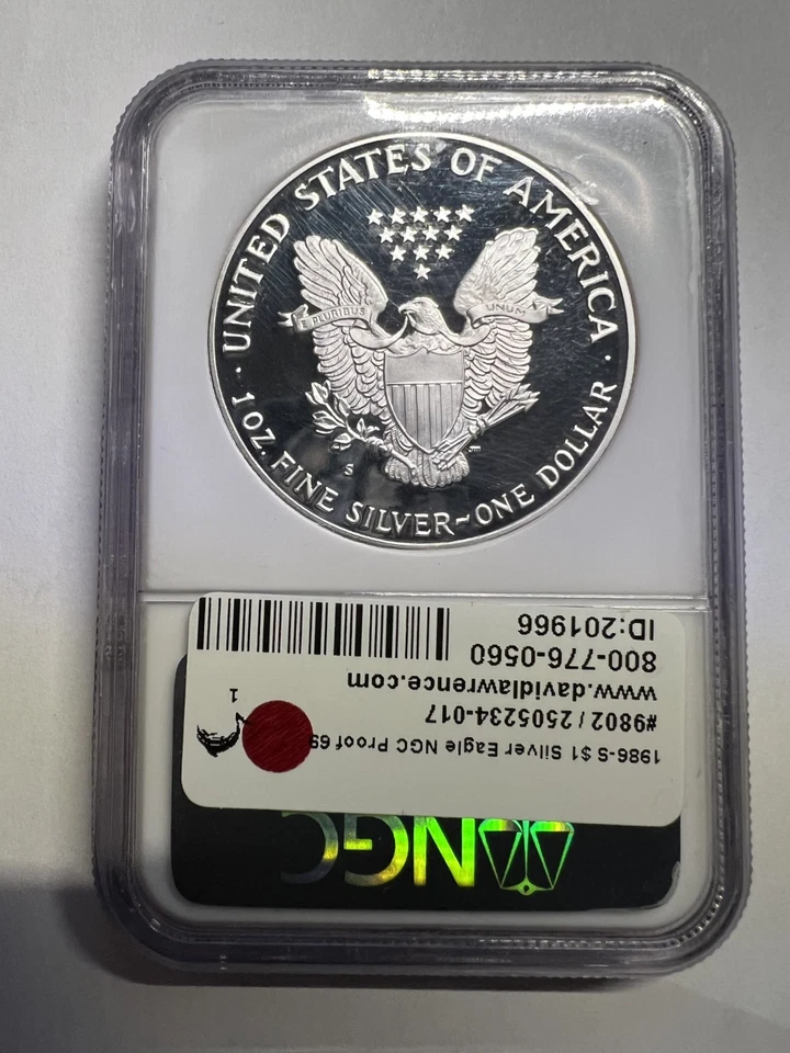 1986-S Silver American Eagle NGC Proof 69 Ultra Cameo - Image 2 of 2