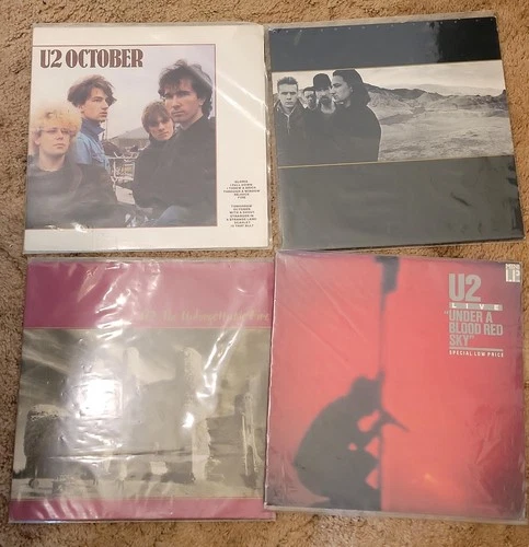U2 - 4 LP/EP Lot - October, Unforgettable Fire, Joshua Tree and Blood Red Sky EX