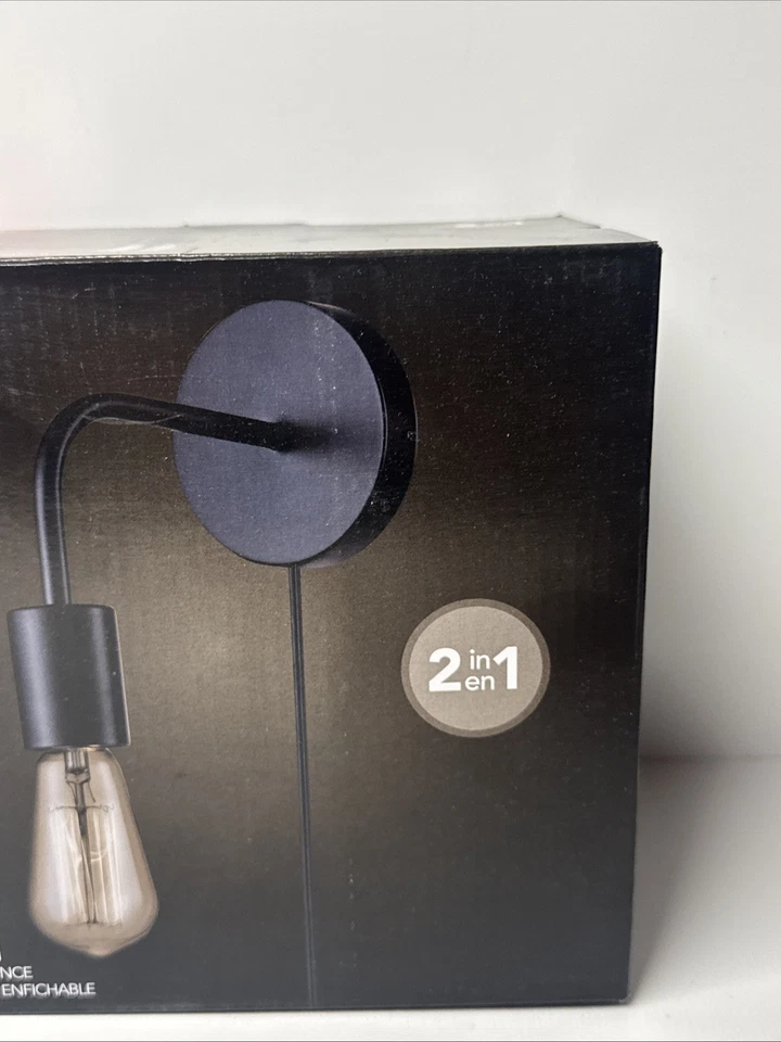 Globe Electric Holden 1-Light Matte Black Plug-In or Hardwire Wall Sconce - Image 3 of 4