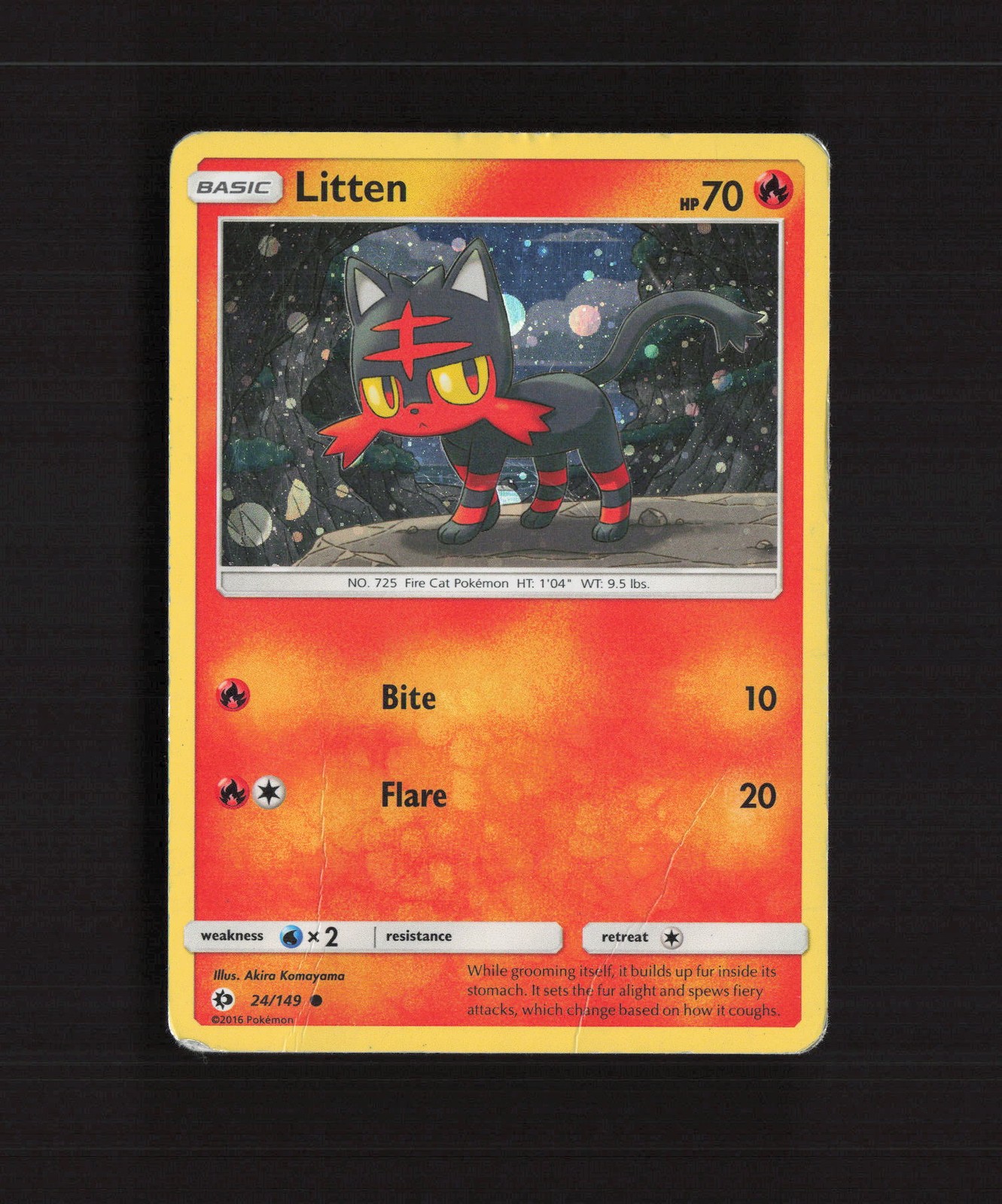 Litten 24/149 Sun & Moon Cosmos Holo Rare Holo Pokemon Card DMG