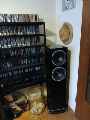 1 Paar Fyne Audio F502 Lautsprecher in Hochglanz Schwarz - Neuwertig