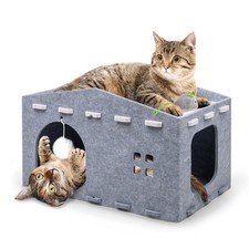 Cat House for Indoor Cats, Cat Beds Peekaboo Pet Cave with Fluffy Ball and Ca...