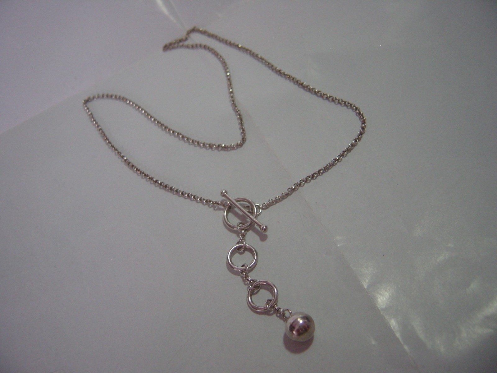 Vintage superb solid silver slim chain & 3 circle… - image 3