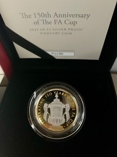 FA Cup 150th Anniversary 2022 UK £2 Silver Proof Piedfort Coin Boxed with COA