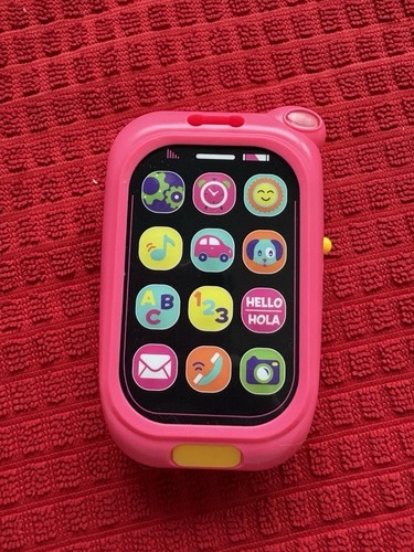 Pink Cell Smart Phone Toddler Toy Talks Music Sounds Rings Bilingual Espanol