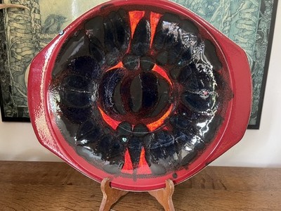 Vintage Poole Pottery Delphis Charger - Volcano Abstract England, 35 cm x 30 cm