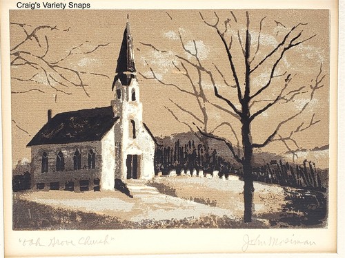 Künstler John Mosiman Kapelle Gemälde - handsigniert Eiche Kirche Serigraphie - Bild 2 von 4
