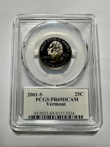 2001-S Vermont State 25 Cent Quarter PR69DCAM PCGS Certified ￼ - Picture 1 of 2