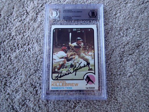 1973 Topps #170 HARMON KILLEBREW Signed AUTO BECKETT COA HOF Minnesota Twins